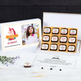 Birthday chocolate favors box with custom printed chocolates