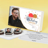 Birthday chocolate gift box with custom photo and name from ChocoCraft