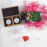 Photo anniversary invitation with custom chocolate box