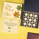 Premium 9-piece Thanksgiving chocolate gift box customized with corporate logo for customers