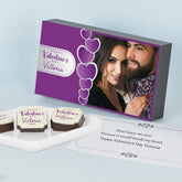 Valentines day chocolates with custom photo and name on printed chocolate gift box from ChocoCraft