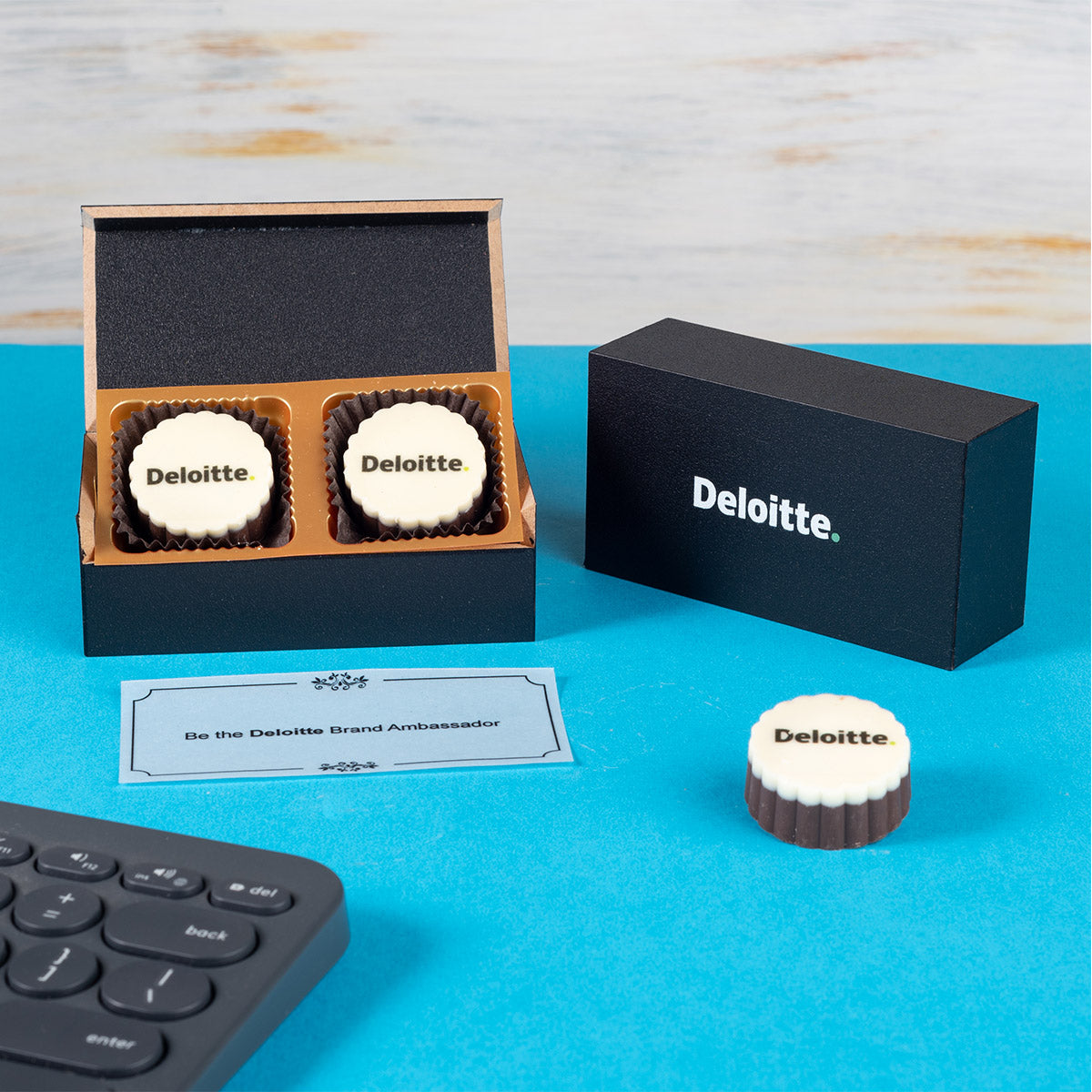 Impress clients with ChocoCraft’s personalized corporate chocolates.