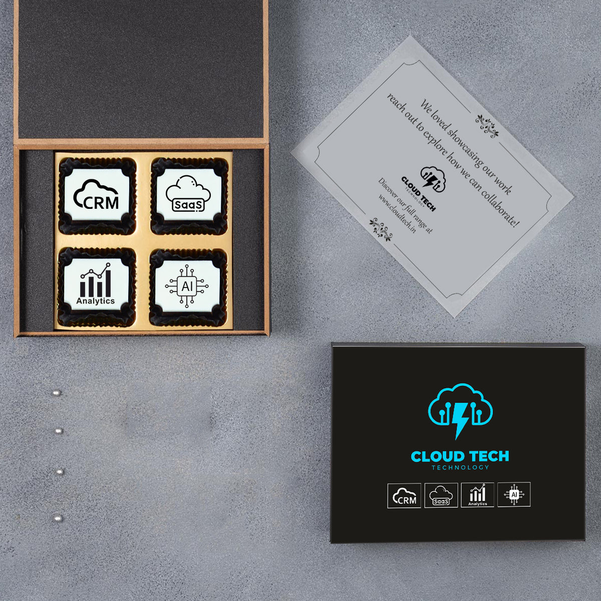 four chocolate gift box customized for corporate exhibition giveaways