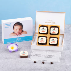 Share your happiness with edible delights featuring your baby’s name.