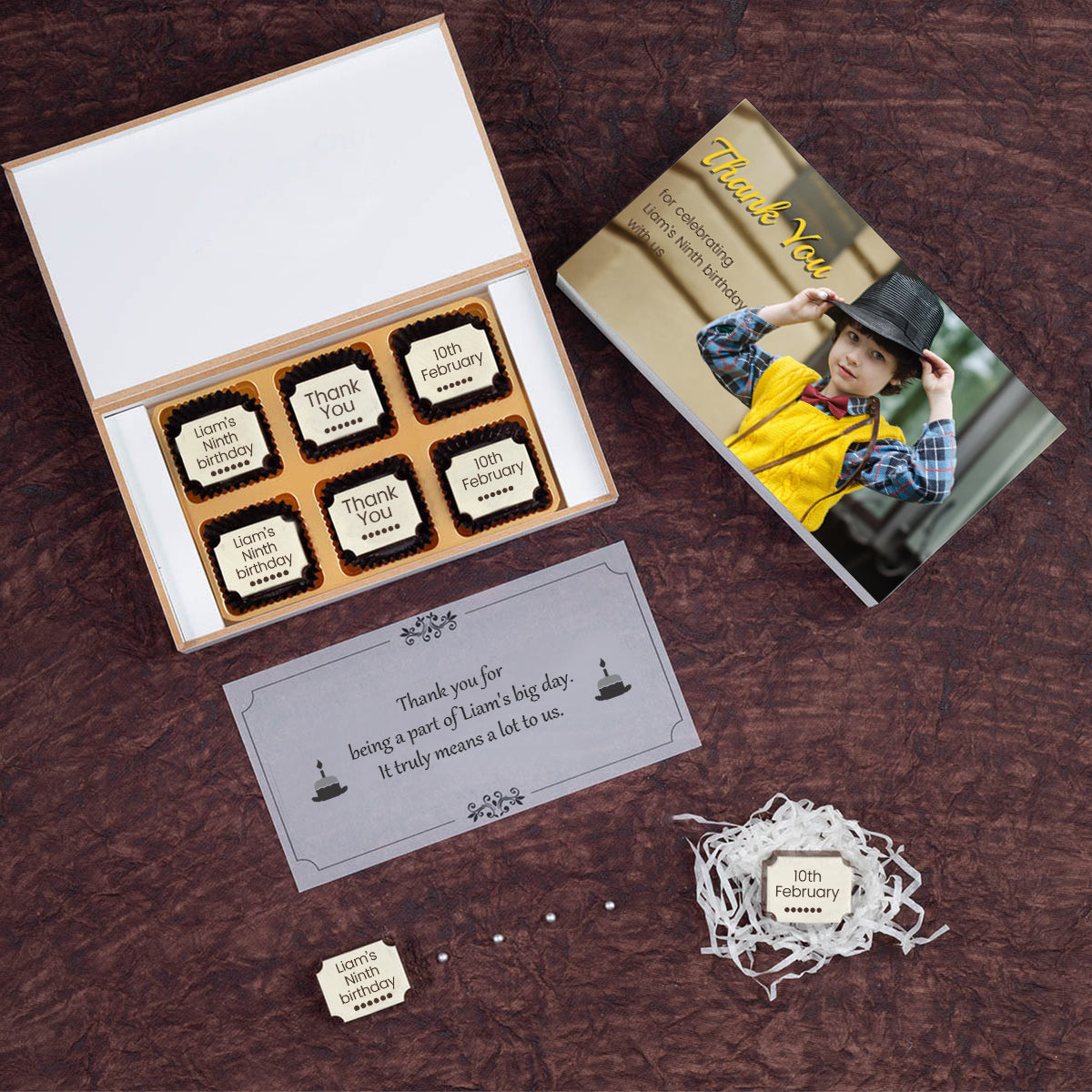 Six Cool chocolate gift box for birthday party favors					