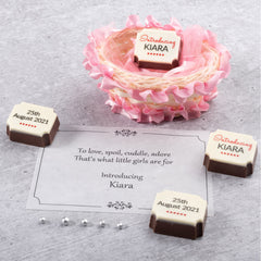 Personalized chocolates – a delightful way to introduce your baby.