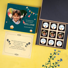Birthday Invitations - 9 Chocolate Box (Minimum 20 Boxes)