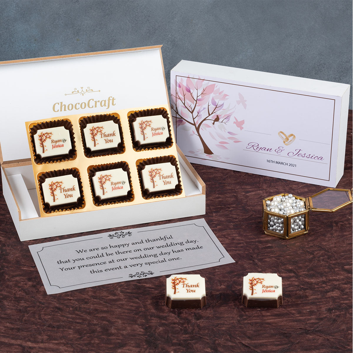 Make your wedding special with ChocoCraft’s custom chocolates.