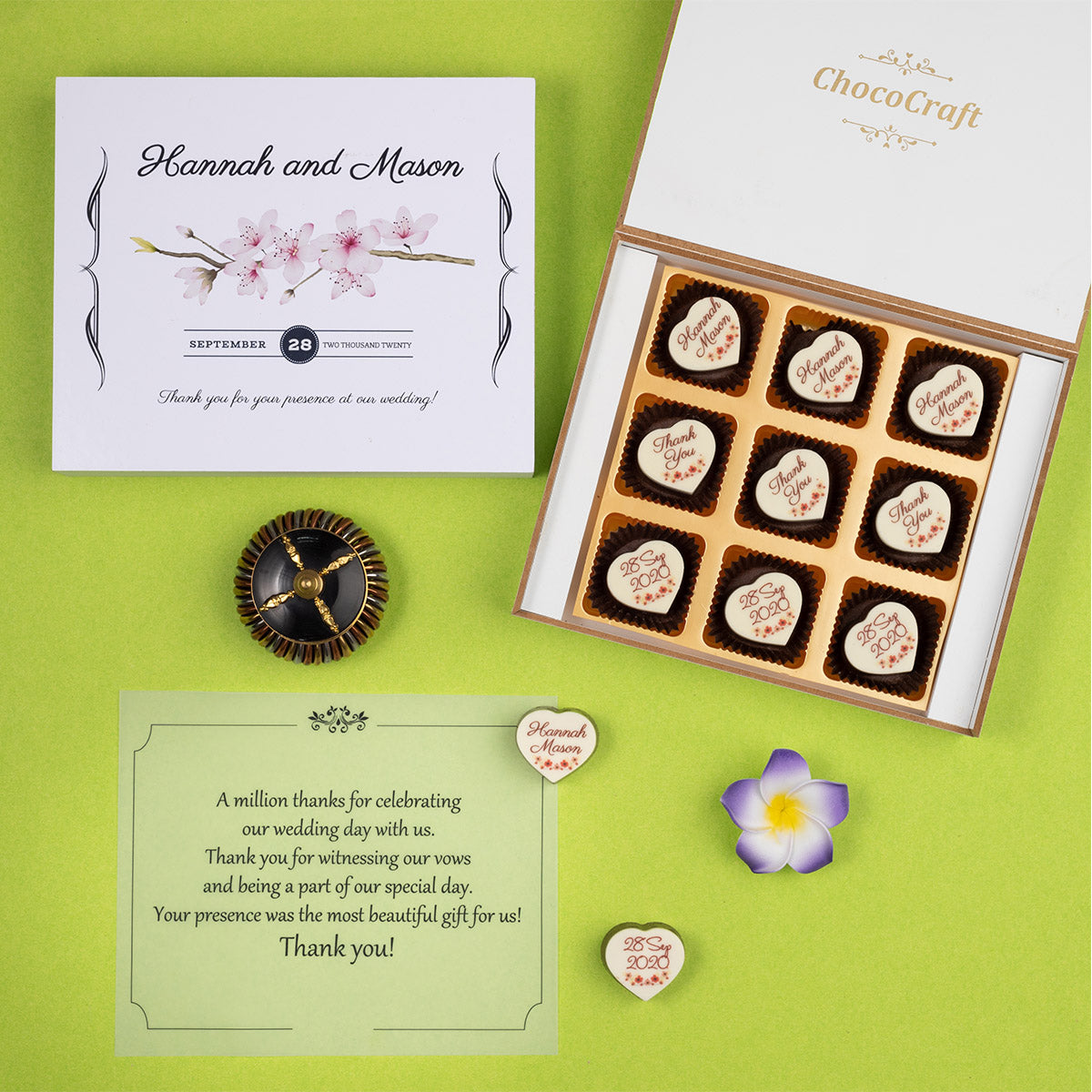 Add a touch of elegance with ChocoCraft chocolates.