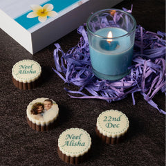 ChocoCraft wedding chocolates: Personalized with photo and name.