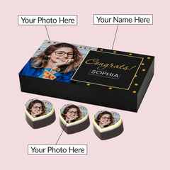 Congratulate in style with ChocoCraft’s chocolate, personalized with your photo and name.