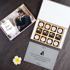 Sweet anniversary favors crafted beautifully with photo and name.