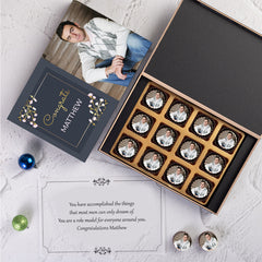 Show your congratulations with ChocoCraft’s chocolate featuring your photo and name.