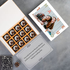 Thank you in a unique way with ChocoCraft’s chocolate, personalized with your photo and name.