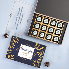 Send a sweet thank you with ChocoCraft’s personalized chocolates.