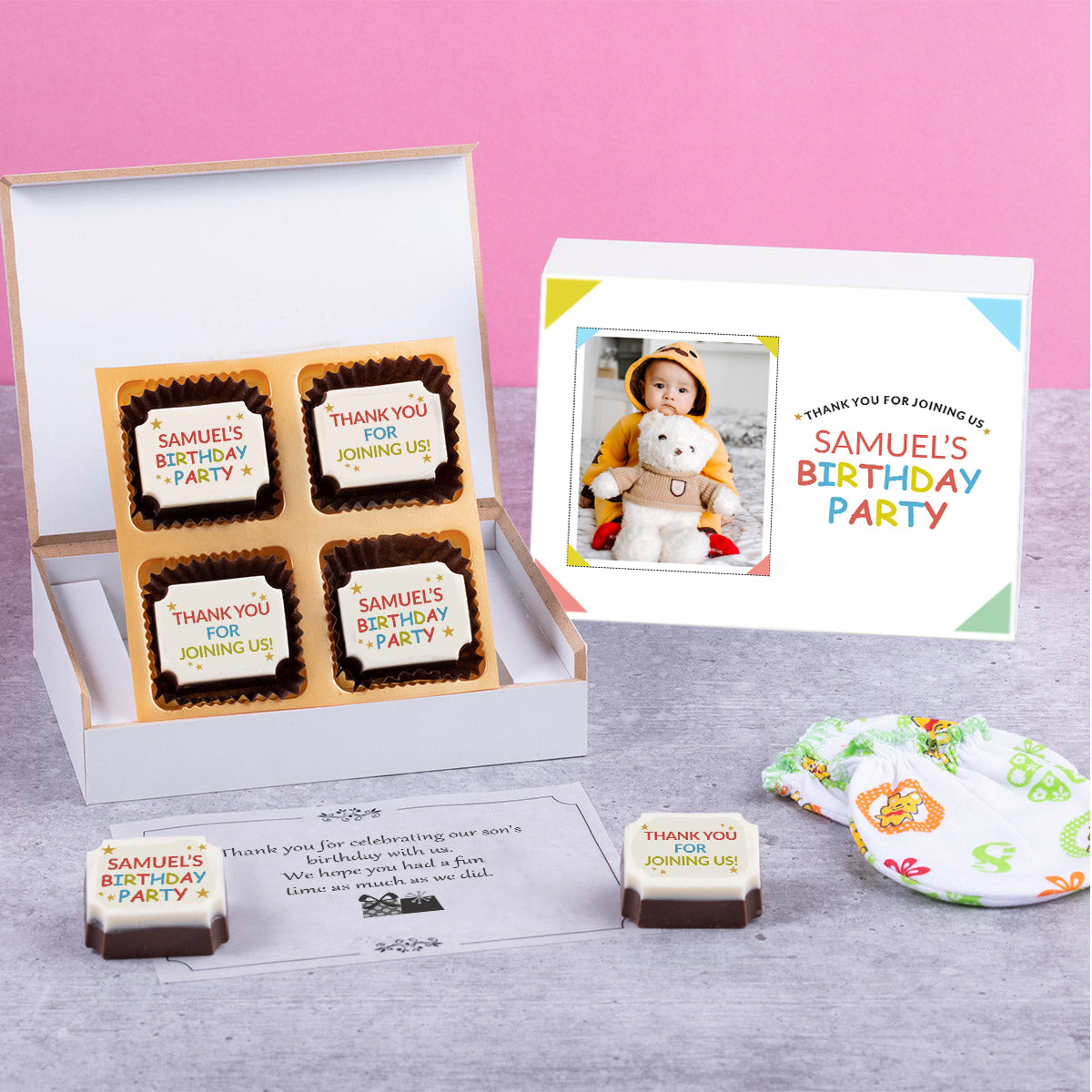 Birthday favors that stand out – ChocoCraft personalized chocolates.