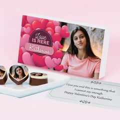 Personalize your love story with ChocoCraft’s chocolate, featuring your photo and name.