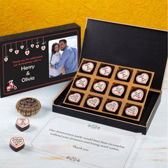 Elegant anniversary chocolates made just for your celebration by ChocoCraft.