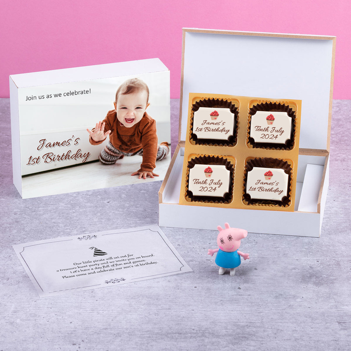 Add a unique touch to your invites with ChocoCraft chocolates.