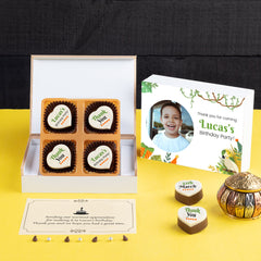 Sweeten the occasion with ChocoCraft’s chocolate party favors.
