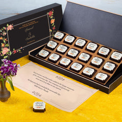 Invite sweetly with ChocoCraft chocolates featuring your celebration.