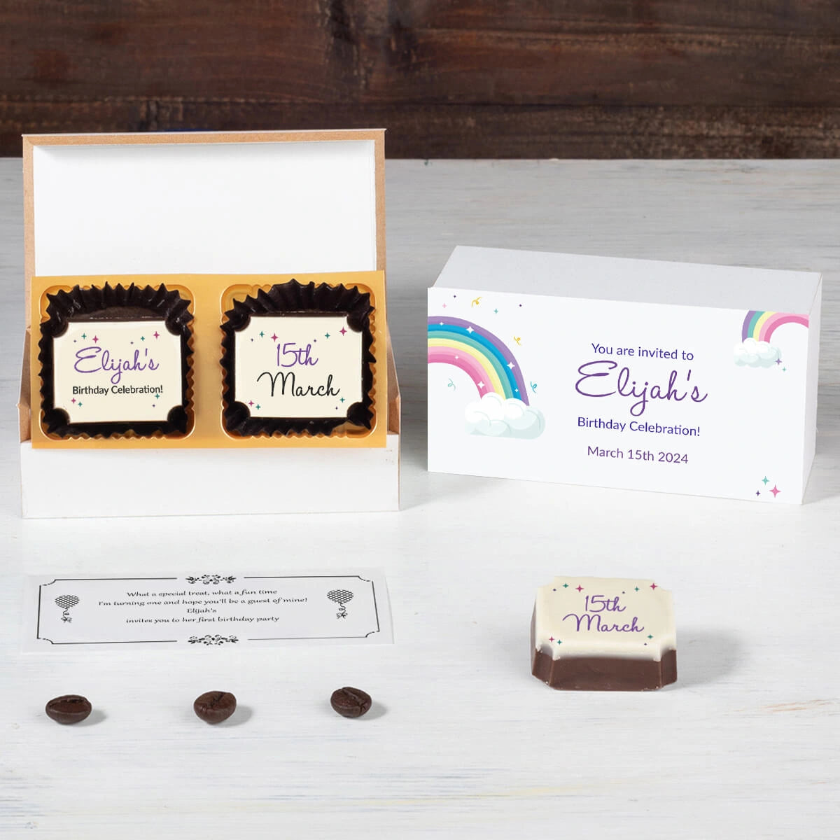 affordable birthday invites with personalized chocolates