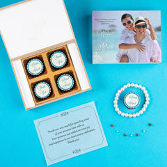 Anniversary favors for guests with personalized chocolate box
