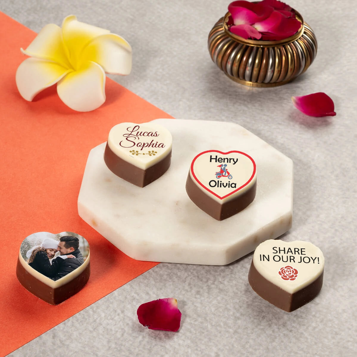 Different chocolate shapes available for anniversary invitations