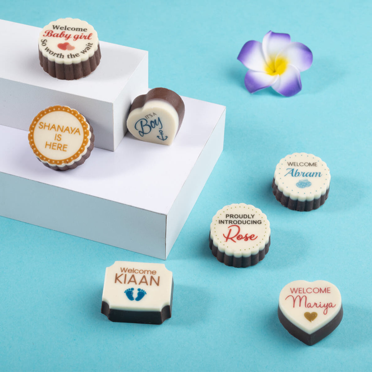 Chocolate gift sample for baby birth announcement