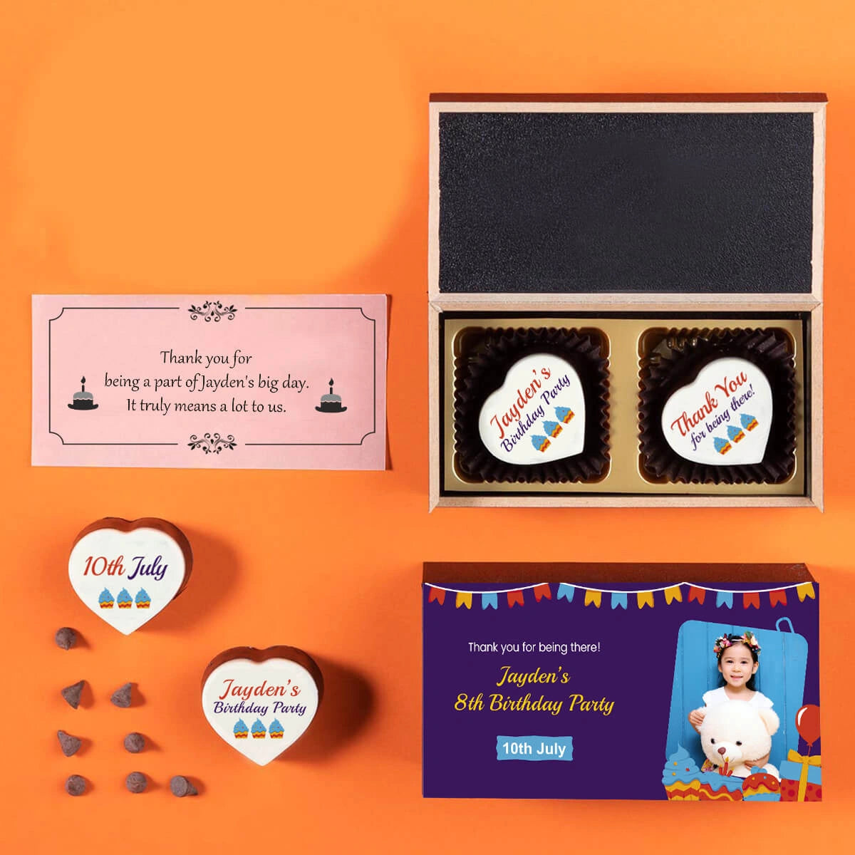 Chocolate gift box used as birthday favor