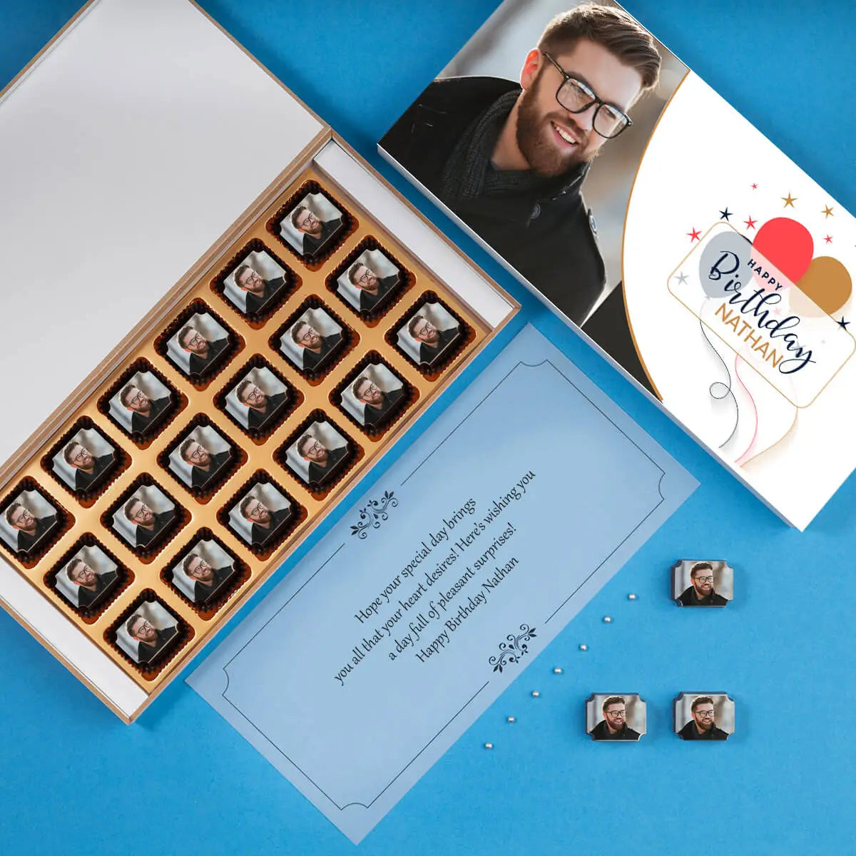 Box view of birthday gift for husband and personalized birthday gifts for him