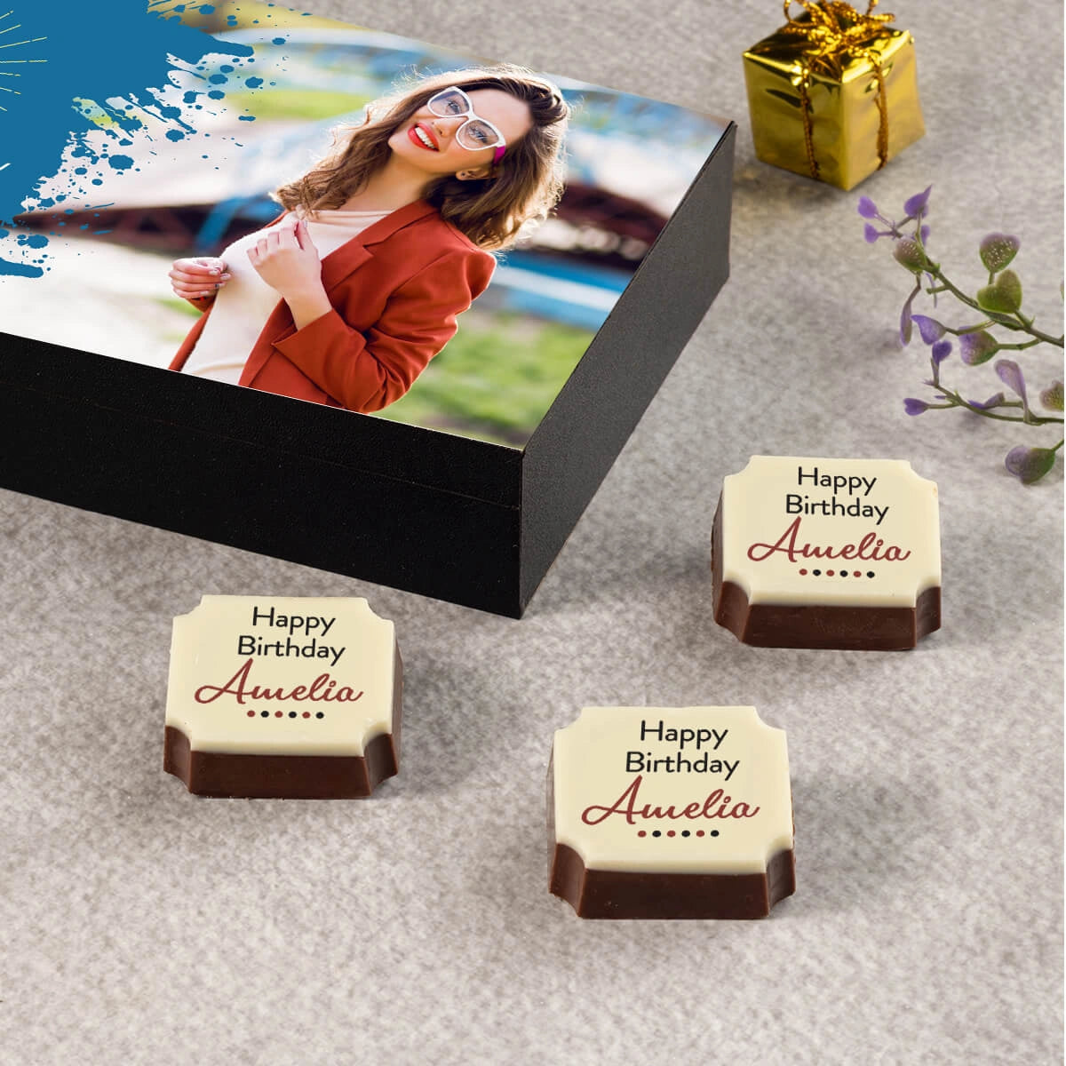 Box for birthday chocolate and birthday gifts for girlfriend