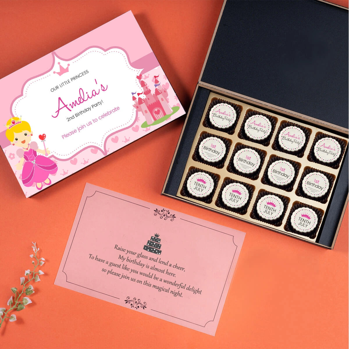 birthday party announcement invite box