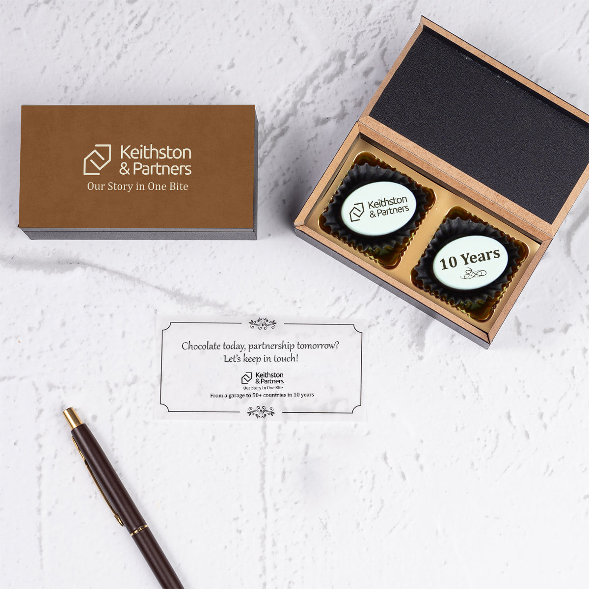 black wooden chocolate gift box used for premium corporate giveaways