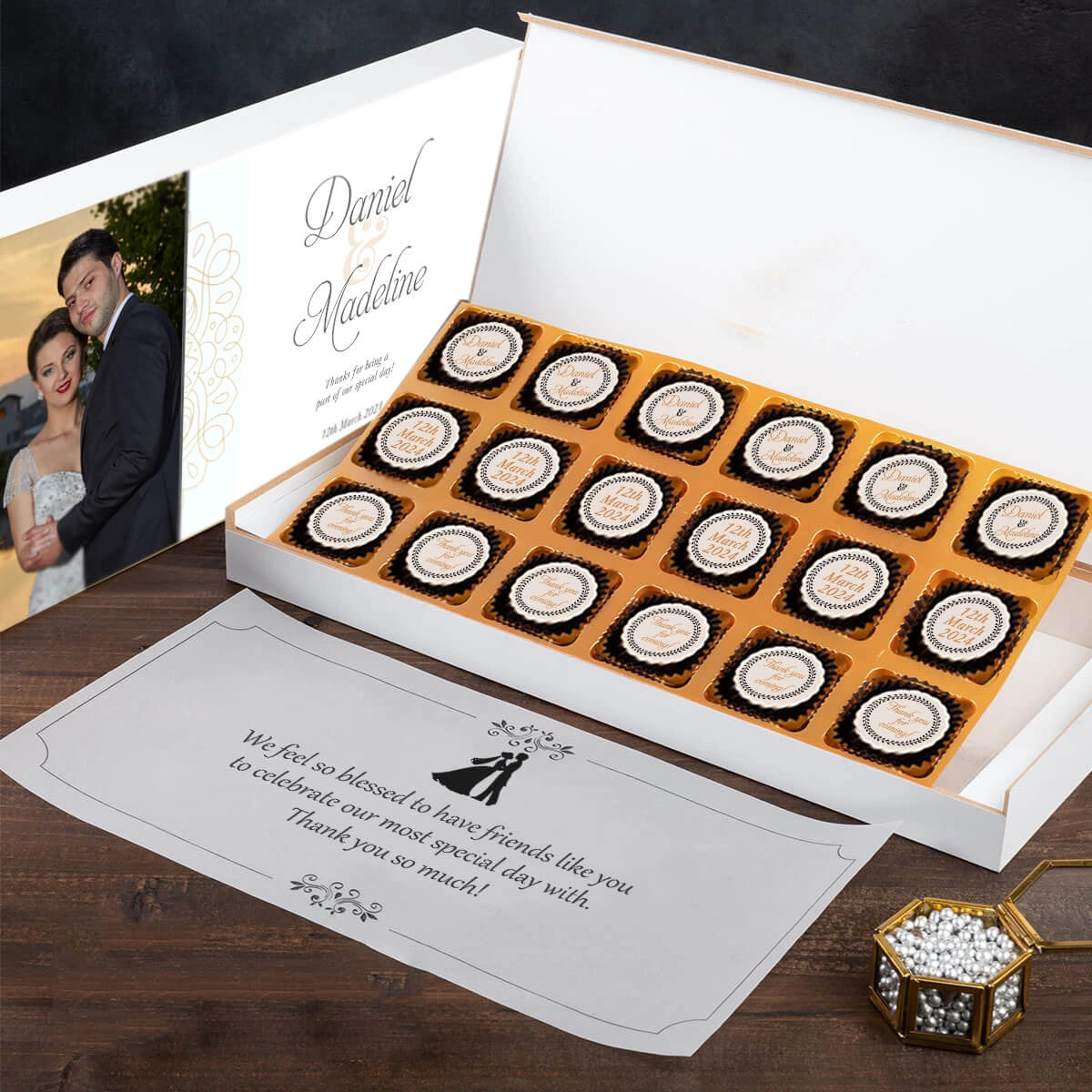 Budget-friendly chocolate box for anniversary favors