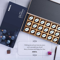 Business New Year gift box with personalized chocolates