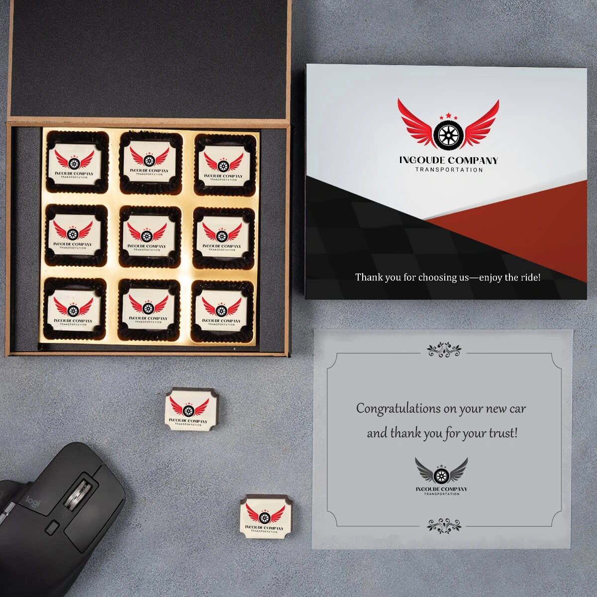 Car purchase thank you gift box – closed overview image