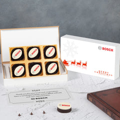 Holiday gift box for clients with logo-printed chocolates
