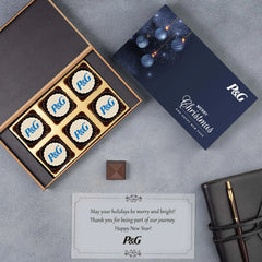 Company holiday gift idea with personalized chocolate box