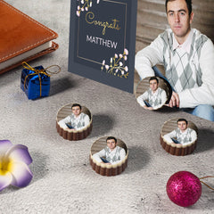 Congratulations gifts for him with photo chocolates in black and gold box				