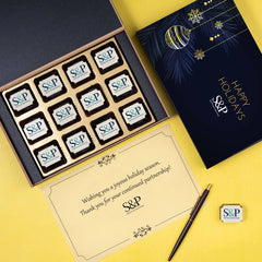 12-piece logo chocolate box—perfect corporate Christmas gifts for clients