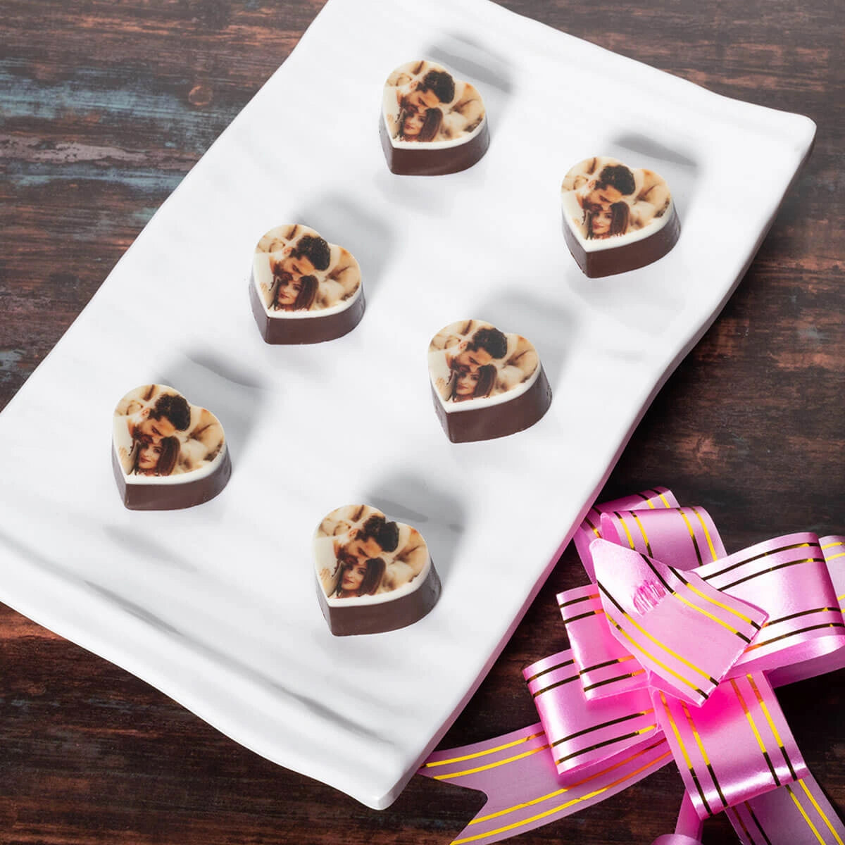 Custom anniversary gift box with photo and name from ChocoCraft