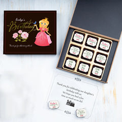 Custom chocolate favor box sample for birthday celebration					
