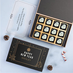 Custom new year gift in a personalized printed chocolate gift box for wife