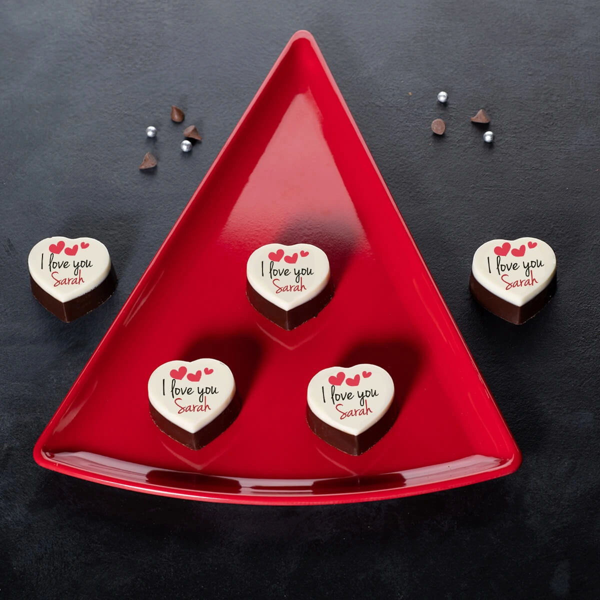 Custom romance chocolates with photo and name from ChocoCraft
