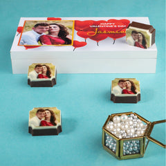 Custom valentines gifts in a personalized printed chocolate gift box