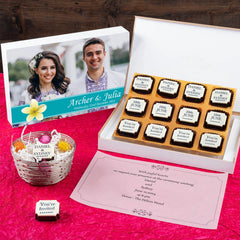 White MDF invitation box for custom chocolate wedding invites
