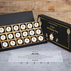 Cute birthday favors with 18 personalized chocolates					
