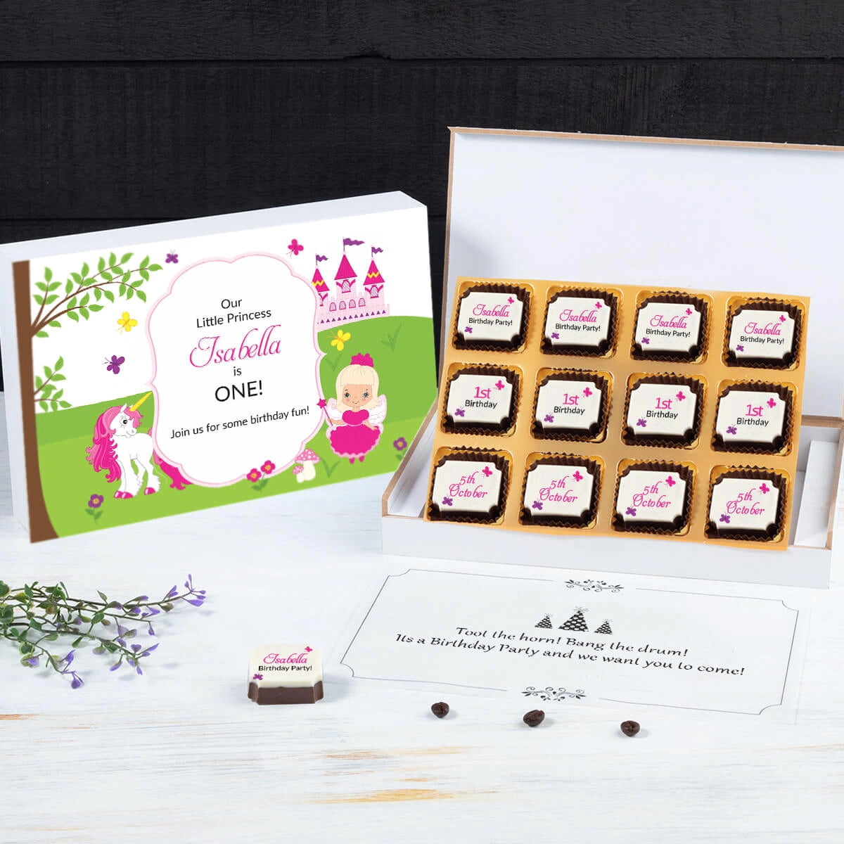 DIY birthday chocolate invite box