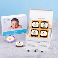 Elegant chocolate gift box for announcing baby’s birth